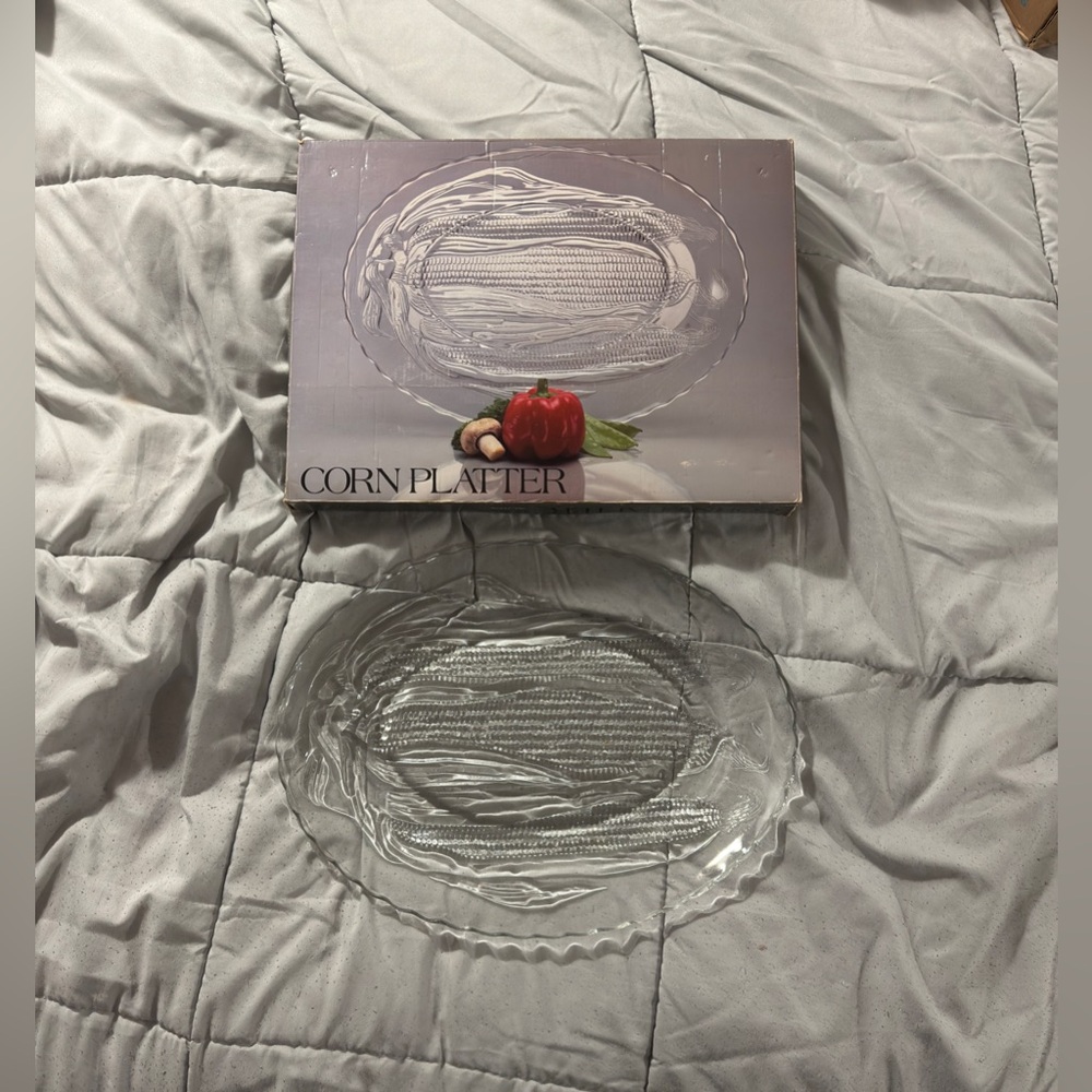 Vintage Large 15 1/2" Towle Javit Crystal Oval Corn Serving Platter - USA Made!